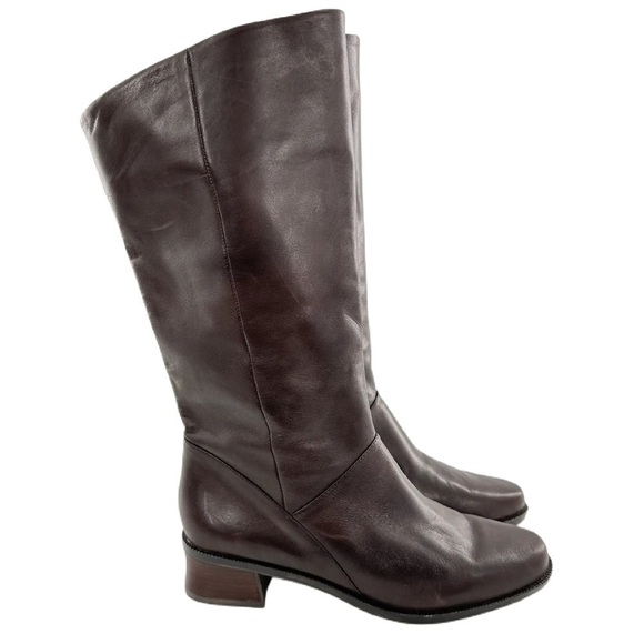 Markon mid calf boots size 7.5 Shelsea chocolate brown leather vintage 80s 90s